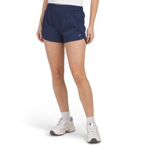 ASICS Blue Curved Hem Running Shorts With Laser Cut Accents